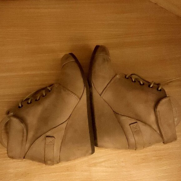 Call It Spring Tan Lace Up Faux Suede Wedge Boots 7 - Picture 6 of 8